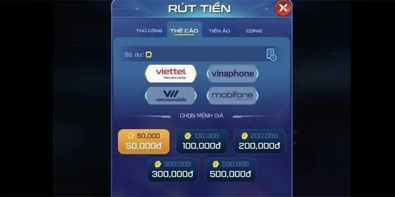 Các thao tác thực hiện rút tiền